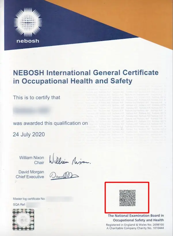 NEBOSH Bar Code
