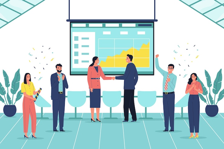 business leaders celebrating success