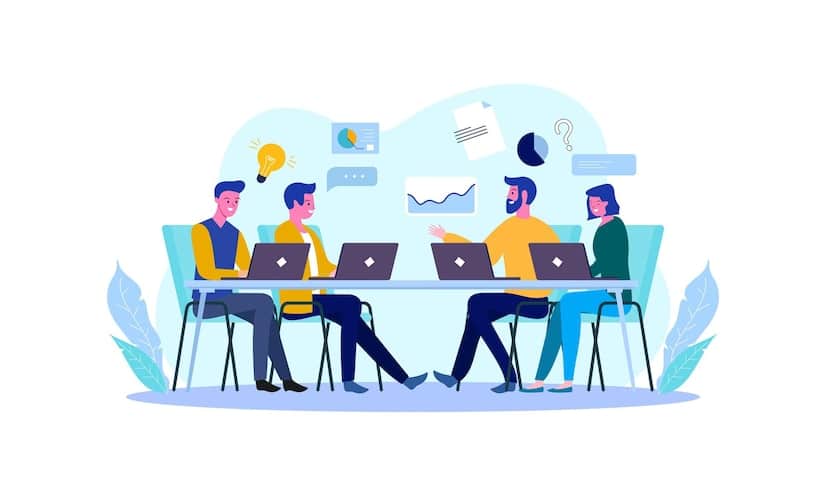 business team brainstorming on project