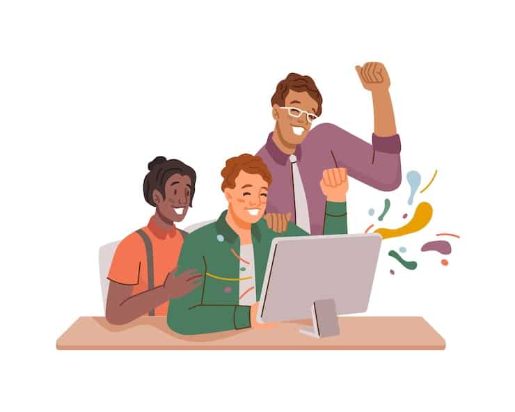 team celebrating victory