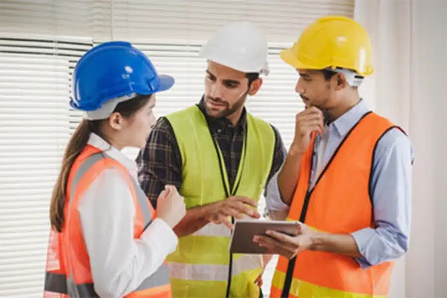 safety professionals looking at project